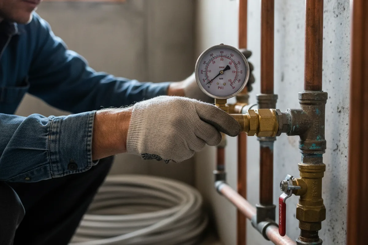 Pressure testing a repaired line during Water Line Repair in Buckner